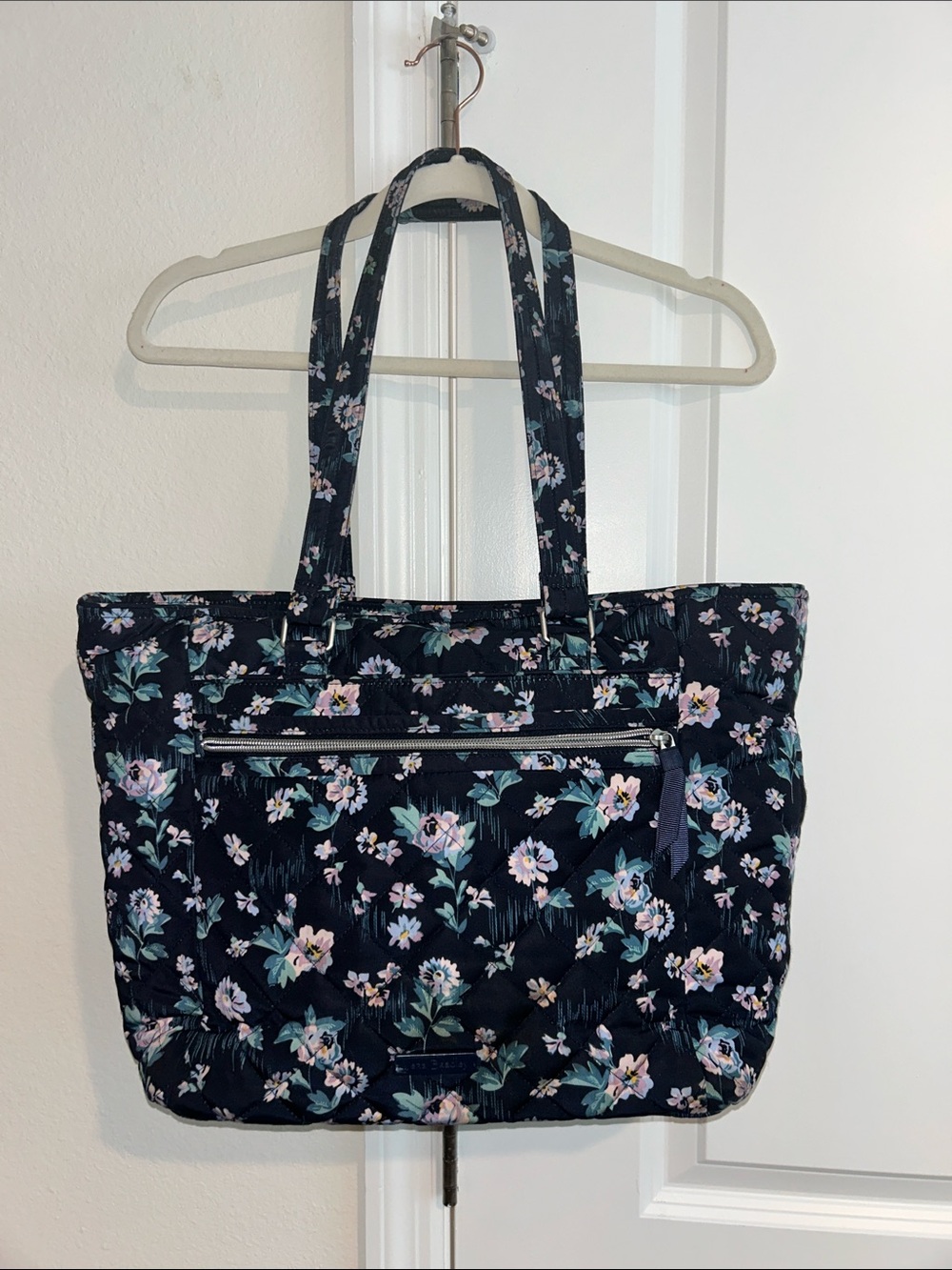 Vera Bradley Navy Floral Quilted Laptop Work Tote Briefcase Purse